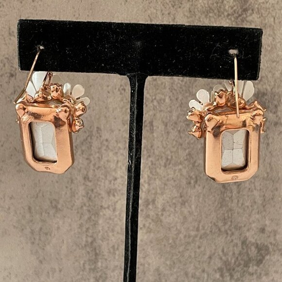 Betsey Johnson Flower Cluster Aurora Borealis AB Drop Pierced Earrings 1.75" - Picture 7 of 7